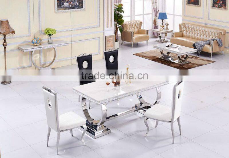 Metal cultured marble dining table marble living room furniture