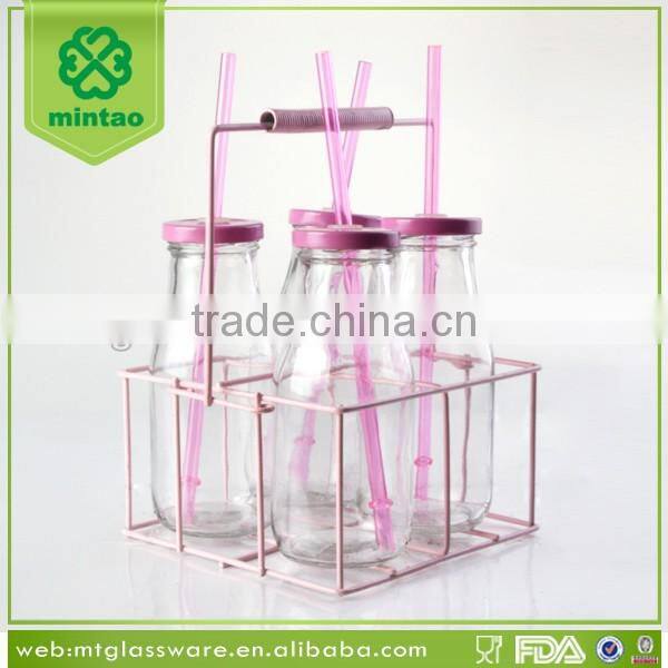 display box packing small glass bottles with lids and paper straw