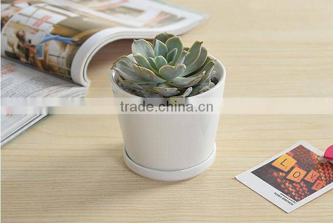 Indoor mini ceramic decor white plant pot