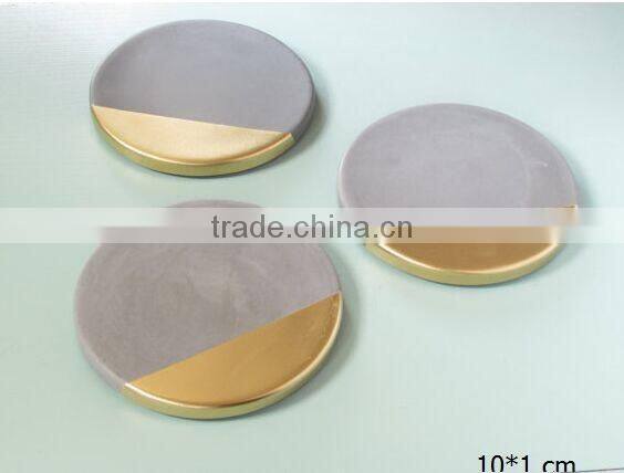 4 set hand made Engraved Concrete Coasters cement starbucks coffee cup coaster