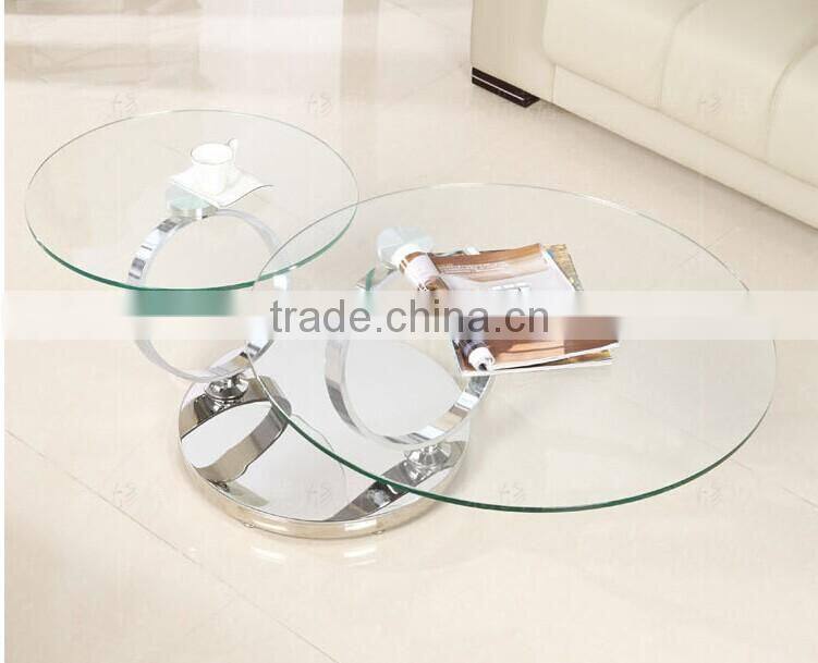 C8041 movable swivel glass coffee table models for home using