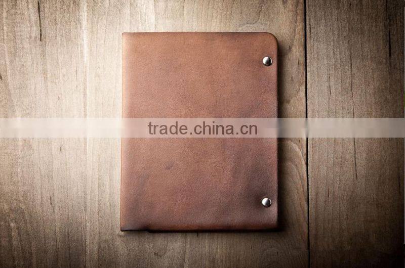 Dark brown genuine cow hide leather holder for passport