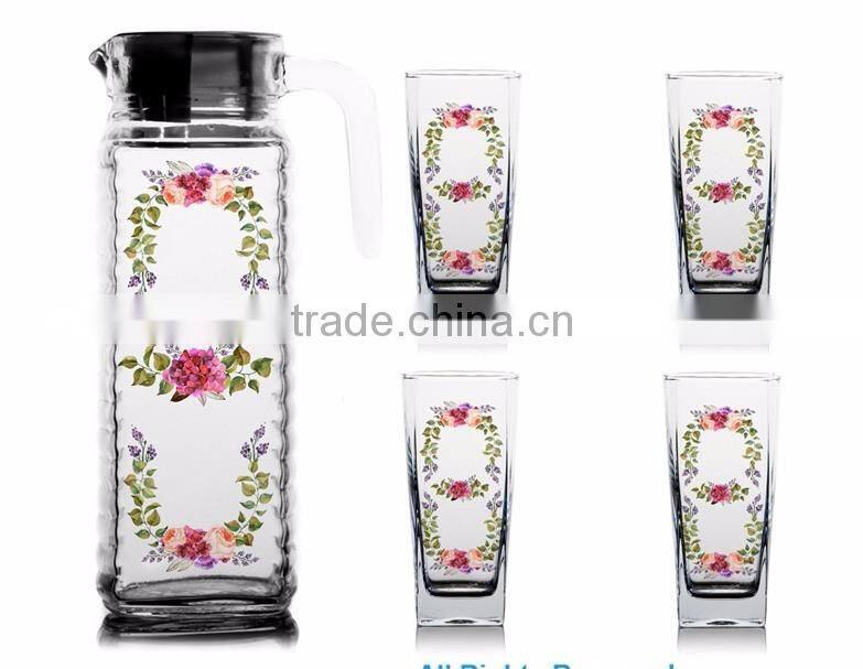 1000ml halloween/animal /fllower color printing jug and 6pcs cups set