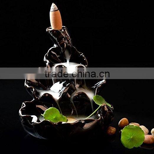 Ceramic Glaze Incense Smoke Cone Burner Backflow Censer Tower Holder