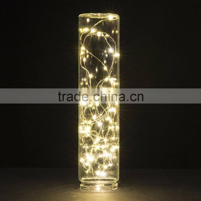 Desktop glass terrarium decorative warm white led string light