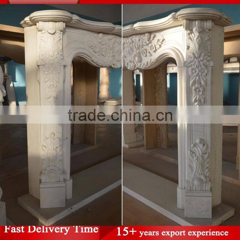 Unique European Indoor Marble Fireplace Surround With Carving