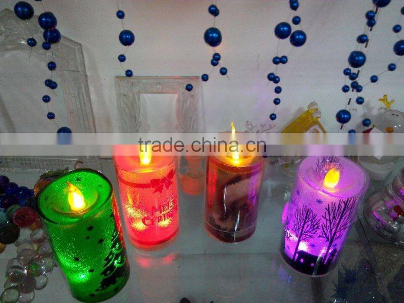plastic LED battery operated printing Christmas candle decoration