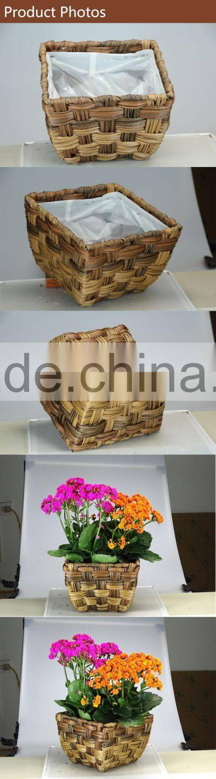 PE rattan flower pot for garden planter