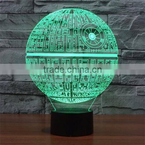 3D Death Star LED Night 7 Color Change Touch Switch Table Desk Lamp Light