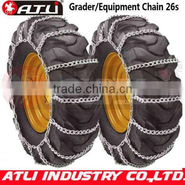 Quick mounting twist link V-Bar grader tire chain