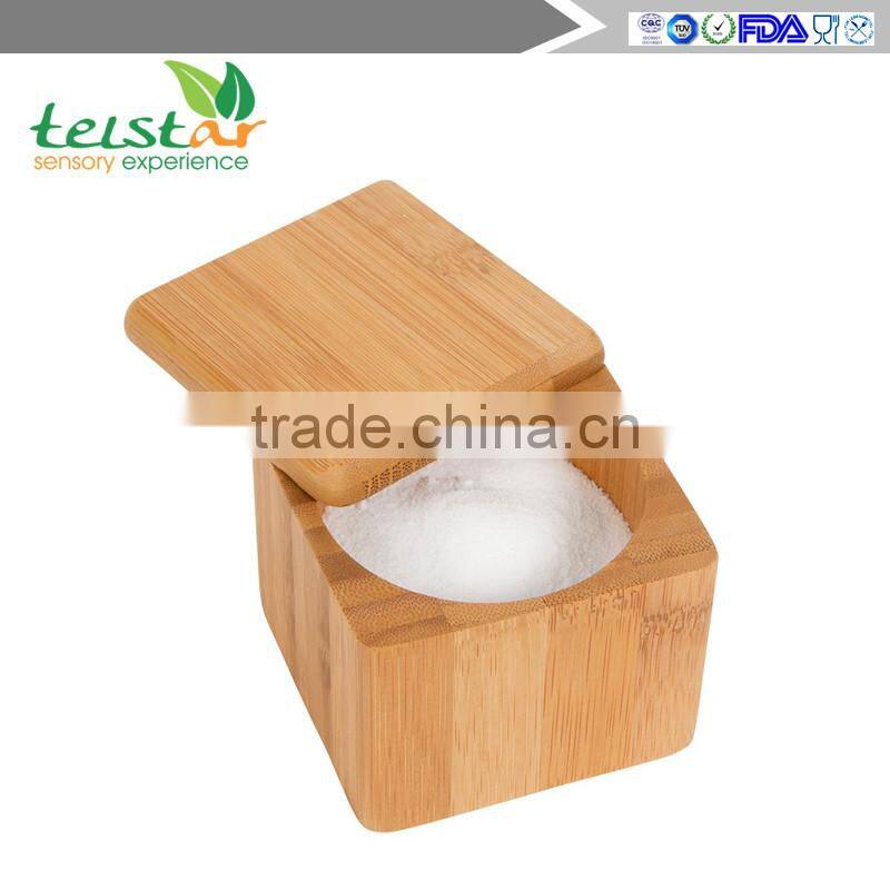 Mass production manufacturer wholesale bamboo salt container kitchen accessories