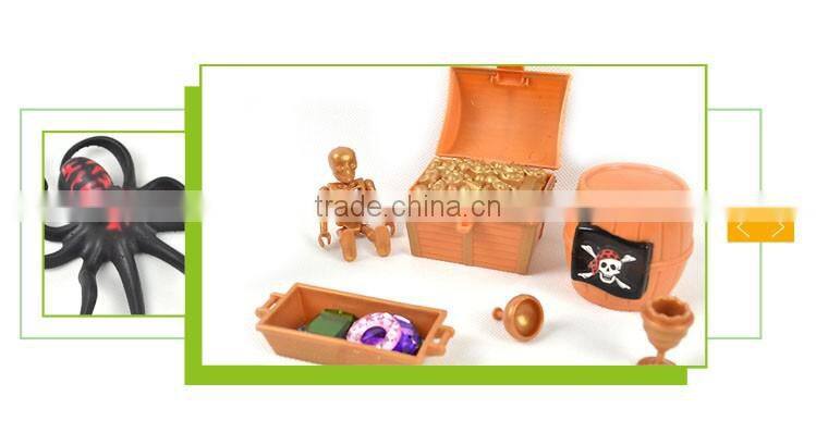 Children pretend toy plastic mini pirate ship set
