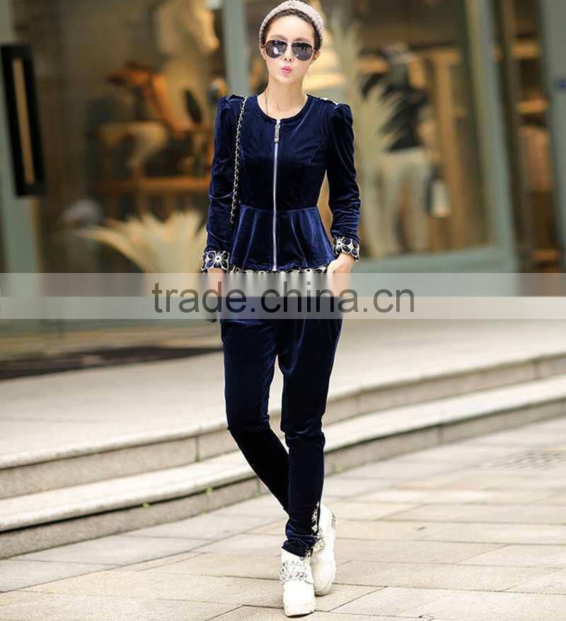 fashion Women's Lace ladies velour tracksuit