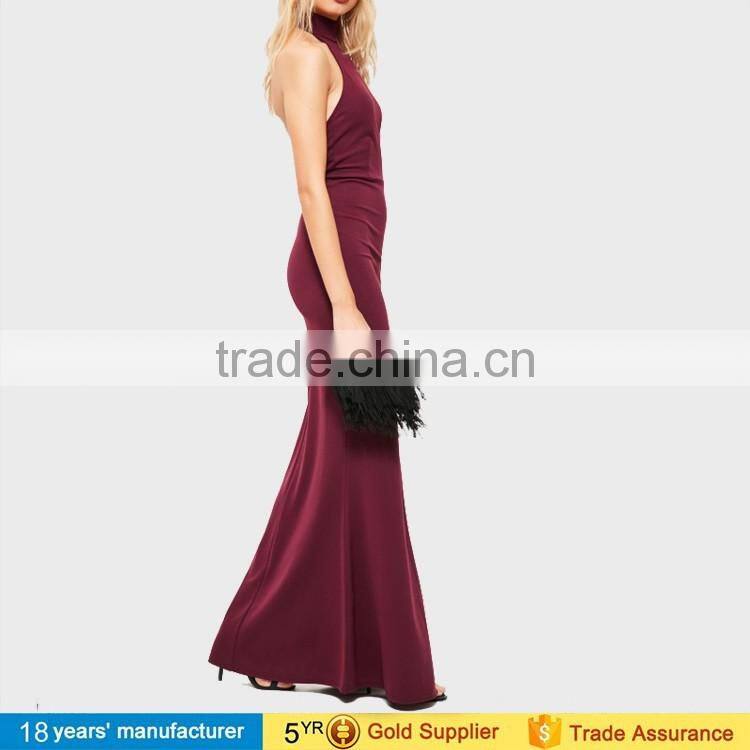 2017 women party long wedding evening maxi dresses Sexy mermaid halter backless split cocktail dresses for prom night