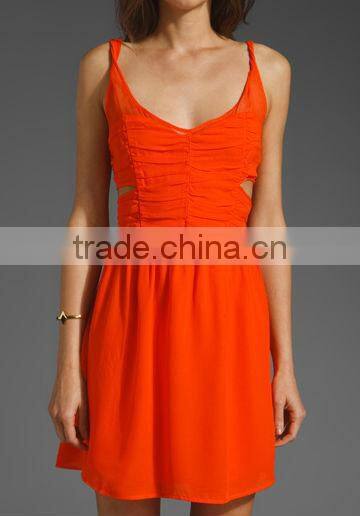 12DR113 UNLINED SUNSET SIDE CUT OUTS DRESS FASHIONABLE,NEW DESIGN DRESS