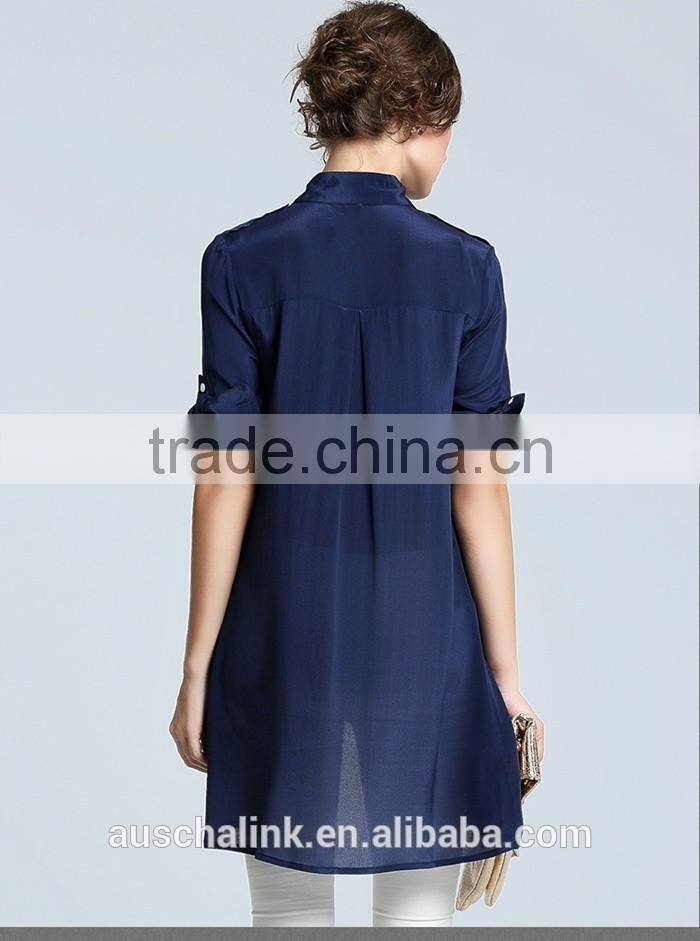 new arrival navy fashion ladies long shirt designs customized