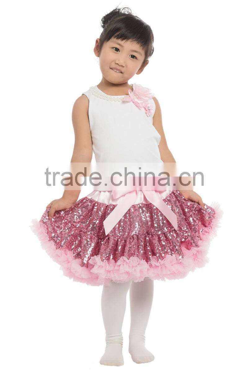 Princess baby girls tops designs sequin skirt boutique outfits for baby girl