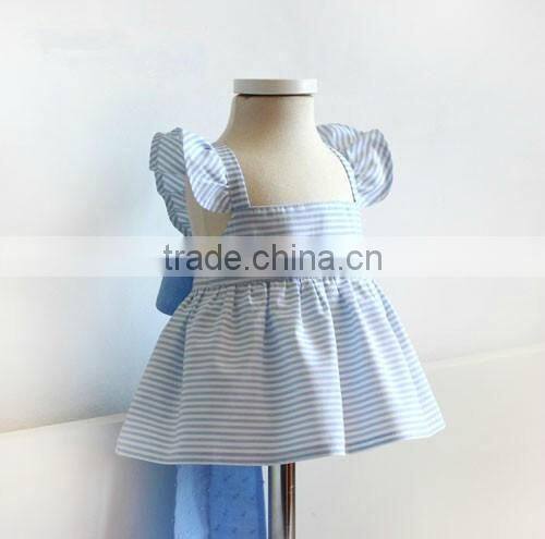 Newborn fari blue stripe baby clothes special bowknot girl dresses images of baby girl summer pinafore dress