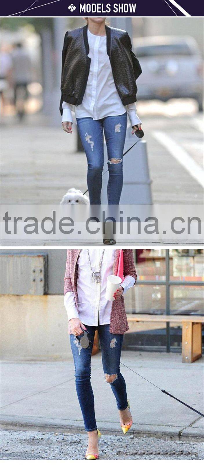 Custom xxx usa sexy ladies tight leggings sex photo women skinny elastic detroyed jeans