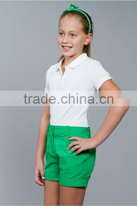 high quality young girls solid white plain design polo shirts , children clothing wholesale