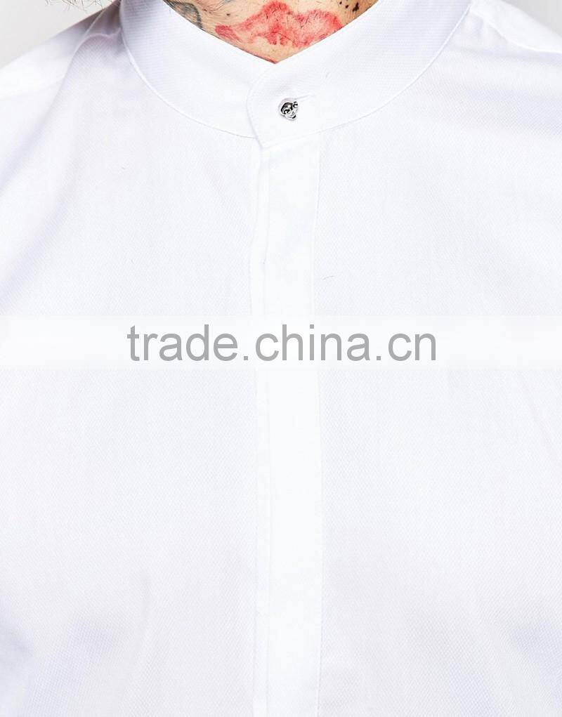super soft cotton blank white shirts with skull button