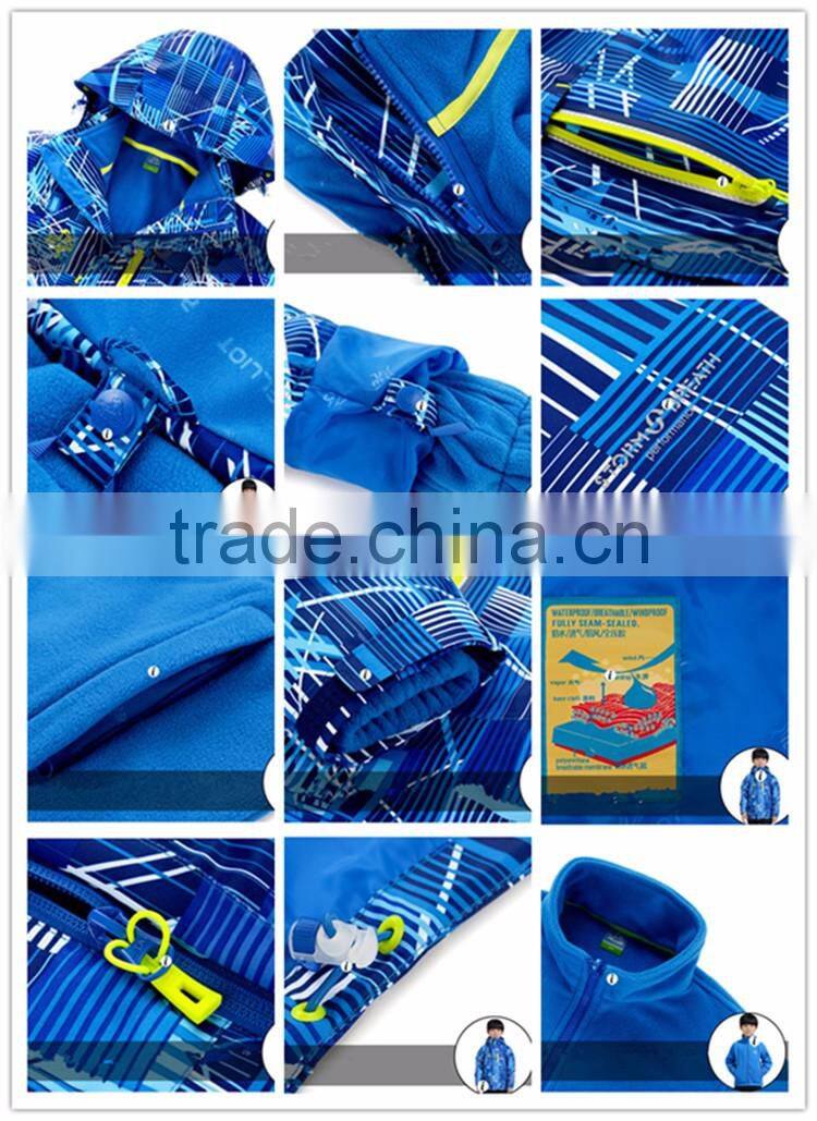 2017 3 in 1 colorful polyester kids varsity jacket