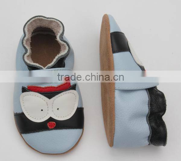 Fancy handmade skidproof soft sole leather baby shoes