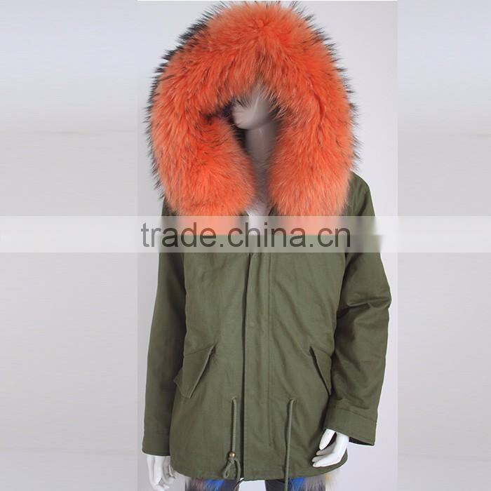 Myfur Customized Rainbow Colored Fox Fur Lined Parkas In Top Quality