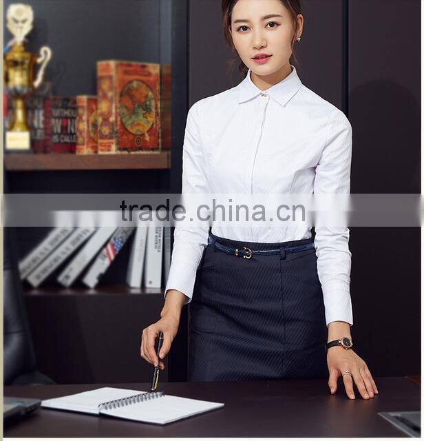 Stylish Design chantilly white shirt Strip Skirt Ladies Formal Suits Designs
