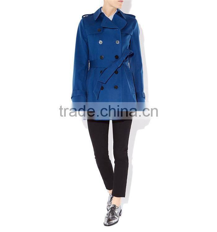 latest stylish double breasted blue women suit coat