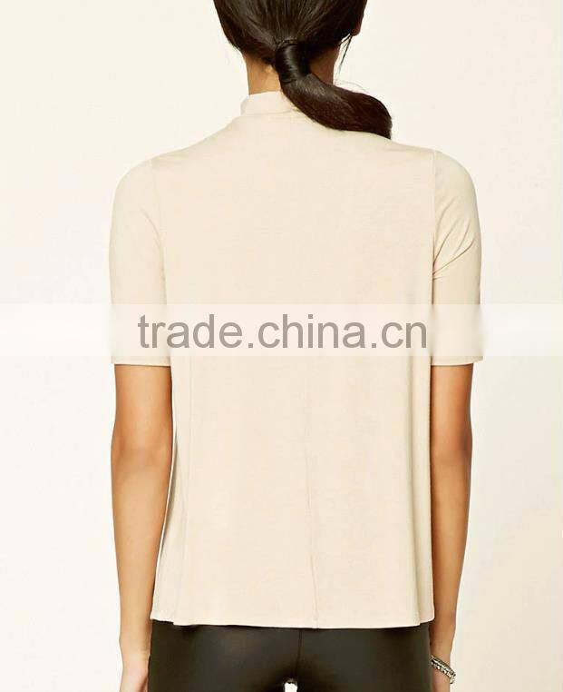 hollow out casual linen plain tops