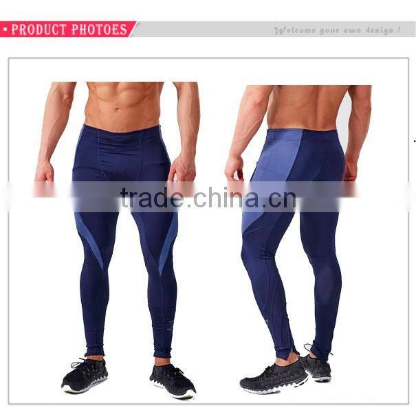 High Quality 86%Nylon 14%Spandex Gym Tights Compression Pants Men