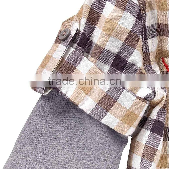 2016 Wholesale Boy Clothing Sets Grid Causal T Shirt And Jean Pants Baby Suits For Children Wear