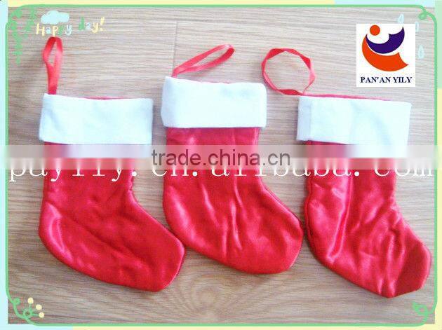 New Cute Satin Christmas Red stockings Decor Hanging