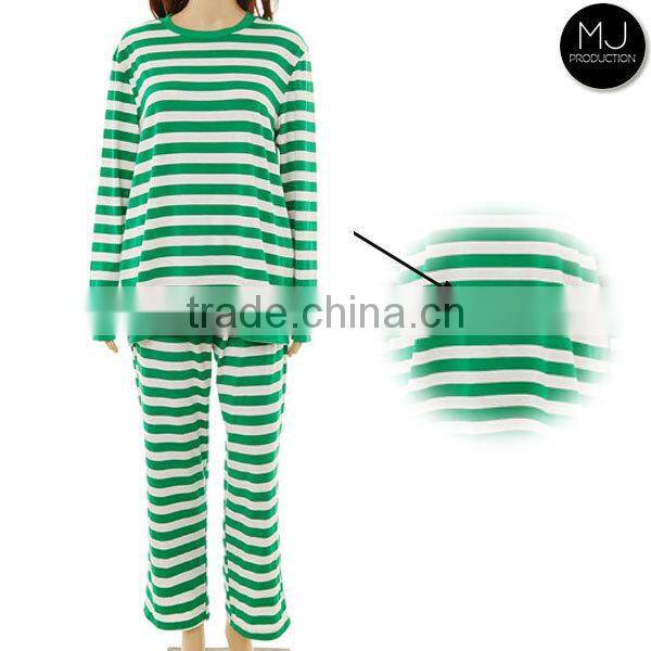 Wholesale Knitted Cotton Women Stripe Pajamas Blanks