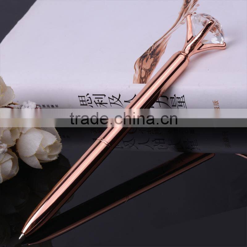 Hot sale high quality ball pen with diamond on top metal ballpoint pen