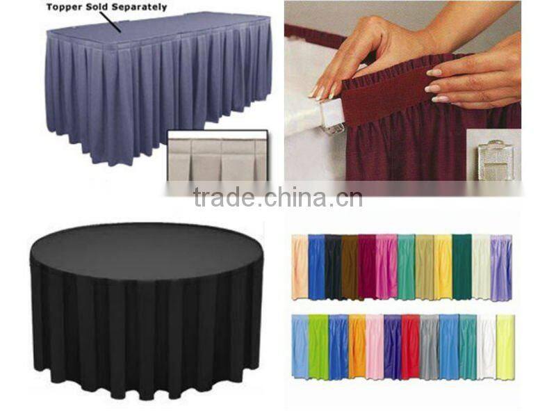 wedding polyester table skirting banquet table skirt for trade show