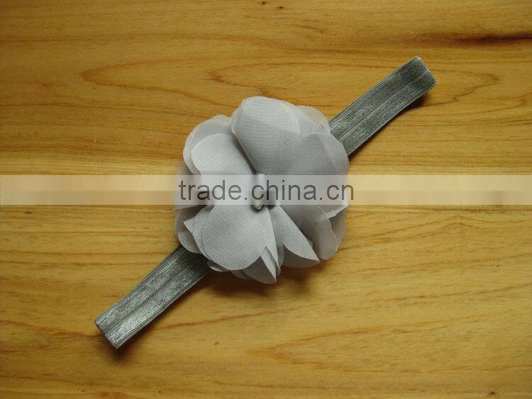 Factory Price Hot Sale ribbon flower cute plain baby headbands kid hair accessory