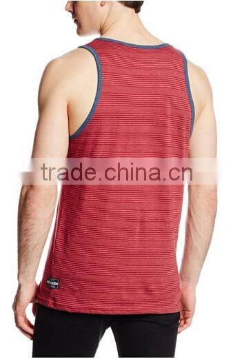 2015 wholesale men's comfortable bodybuliding Stripe jersey tank top in bulk XYT-1902