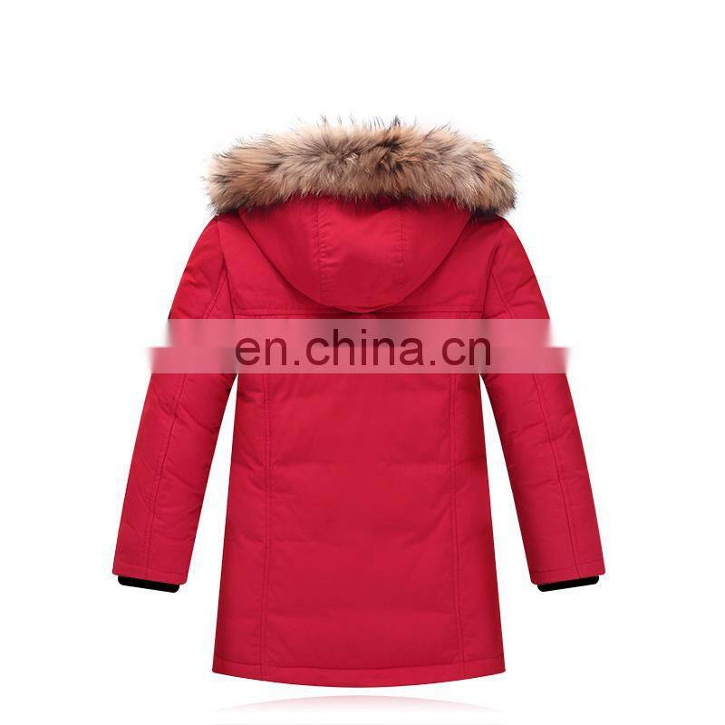 Long pattern winter fur fashion down coats jackets for children wholesale