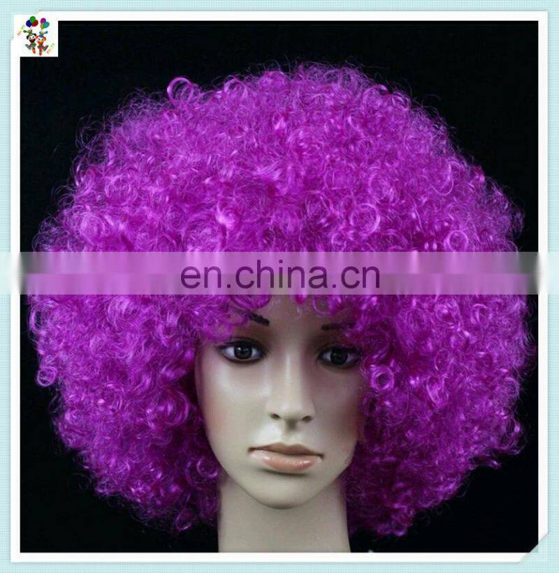 Sports Fan Crazy Party Cheap Purple Big Curly Afro Wigs HPC-0034