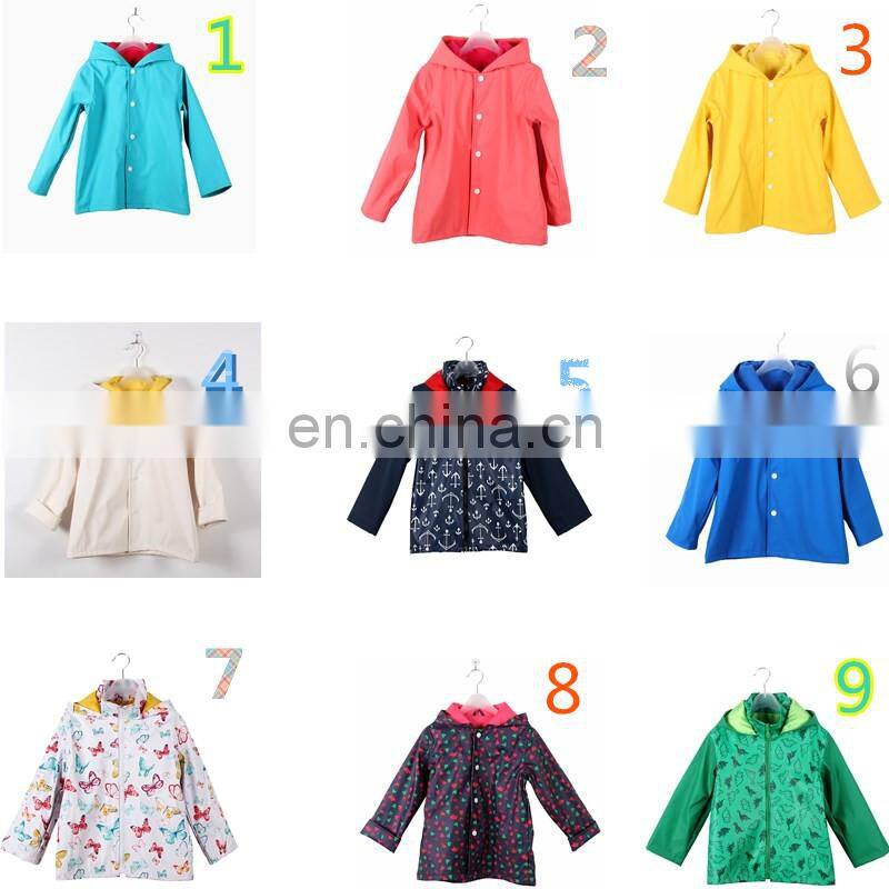 Hot Selling Girls Yellow Waterproof Raincoats Kids Nylon Custom Rain Coat