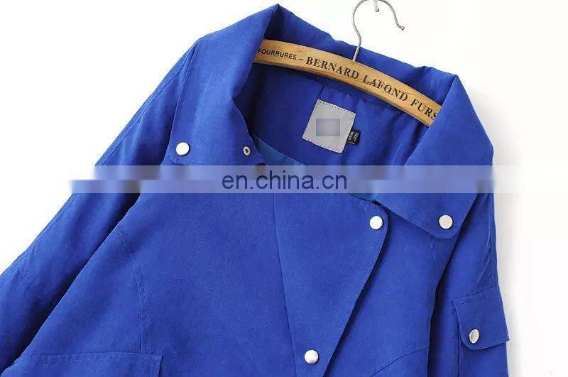 2015 Dress for women Europe American fashion causal lady trench coat lapels new pure color patch pocket personality wind jacket