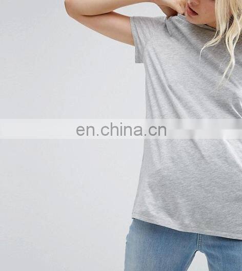 High Quality Cheap Custom Short Sleeves Longline Tall T-shirts Wholesale Cotton Plain Blank Women Tshirt