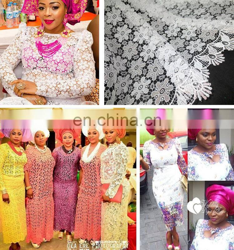 Wholesale guipure lace for weddingChemical lace for dressAfrican fashion flower design lace