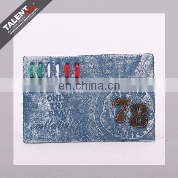 Custom embossed genuine and leather patch & jeans leather label and tags for clothing