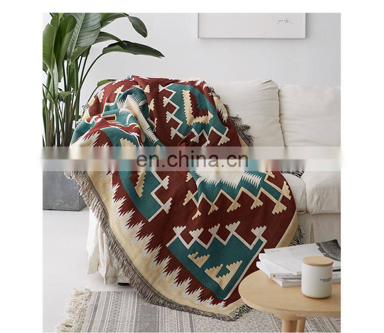 RAWHOUSE woven boho geometric rug jacquard mandala tapestry throw blanket