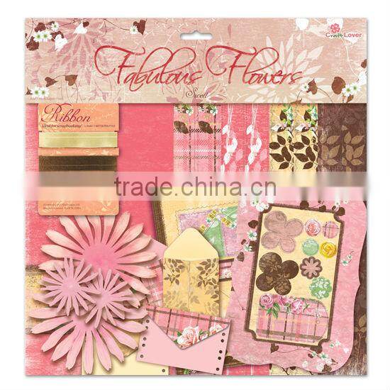 DIY Craft Set Pink & Red Gorgeous Fabulous Flowers Scrapbook Kit