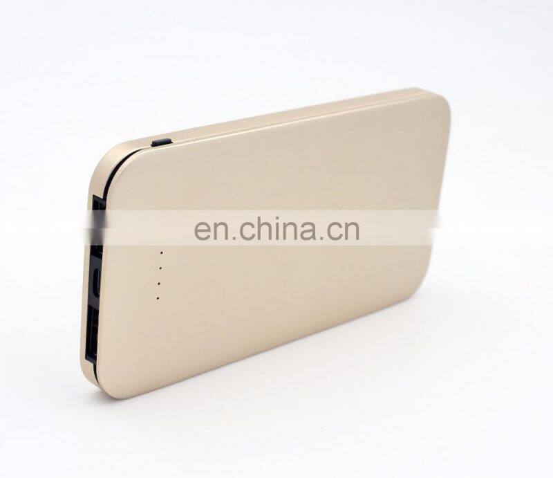 Oem logo print super thin metal power bank 8000mah golden oem color power portable charger