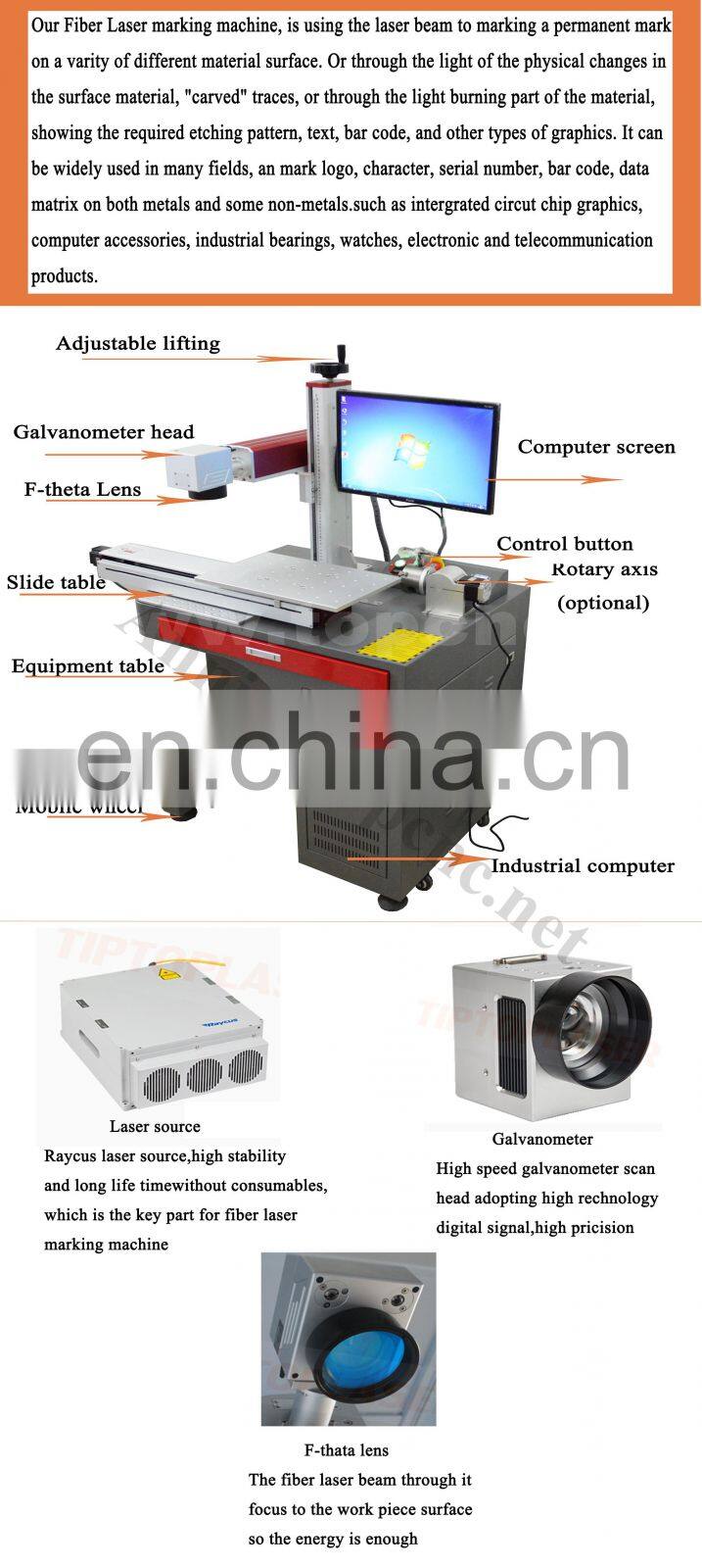 High quality fiber laser marking machine with slide table making machine for metal jewelry